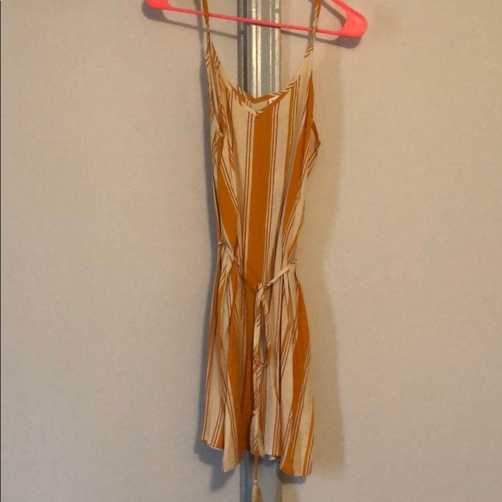 Mustard/deep yellow and cream striped dress